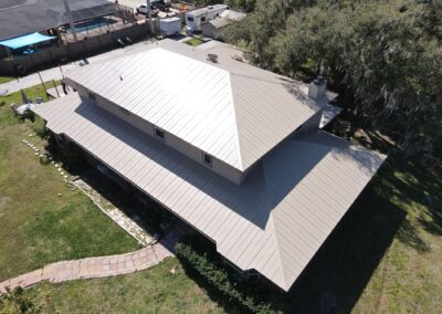 5V Crimp metal roof installed on a Florida home with a clean, traditional V-shaped panel design.