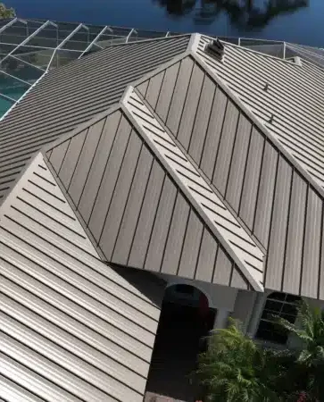 2" Mechanical Lock Metal Roof in Sierra Tan | Durable Residential Roofing 2-inch mechanical lock metal roof in Sierra Tan on a residential home
