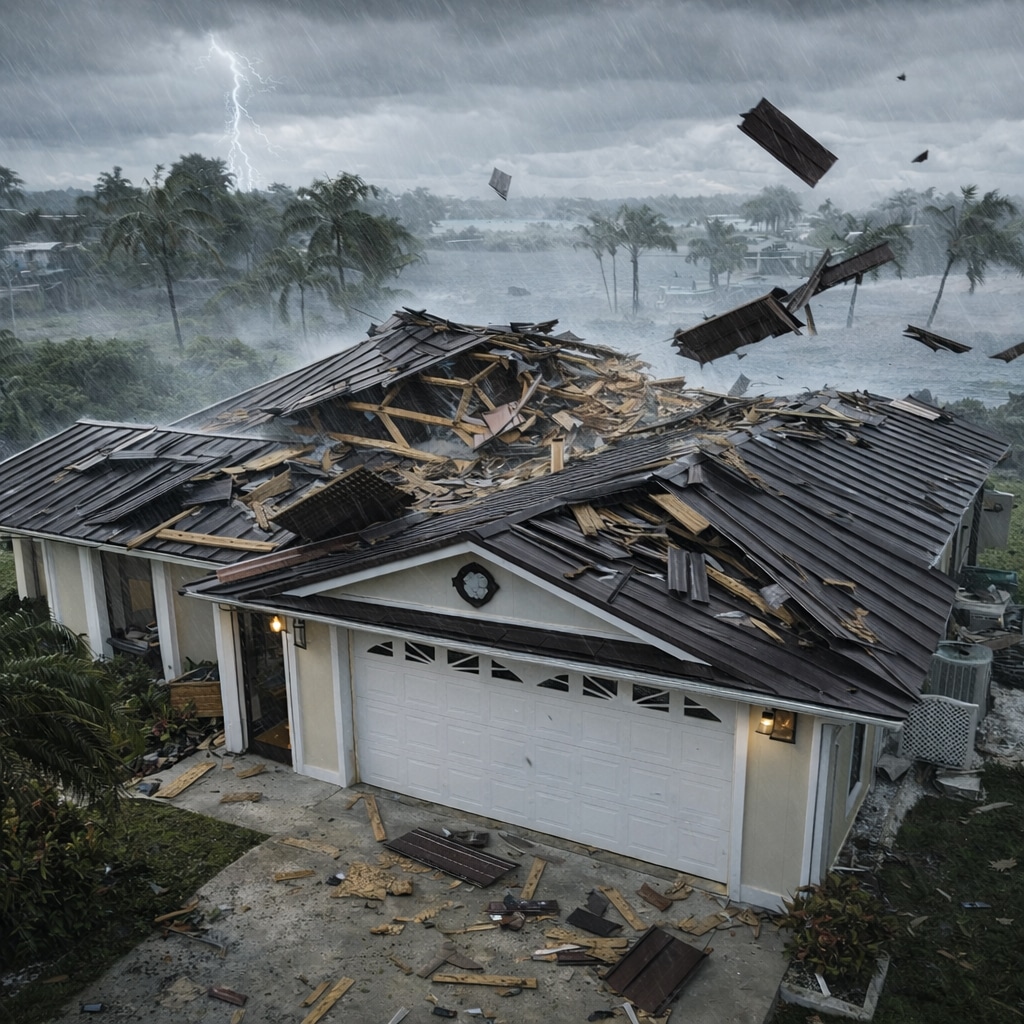 Storm-Inspection-damage A person holding a drill working on a metal roof in port st lucie, FL
