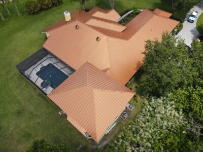 .032 Aluminum Copper Metallic 1" nail strip standing seam roofing panel – classic copper look, lightweight durability, concealed fasteners. .032 aluminum Copper Metallic nail strip standing seam roofing panel – concealed fastener metal roof