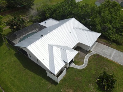 1" Mill Finish Galvalume acrylic coated nail strip standing seam roofing panel – natural metallic look with concealed fasteners. 1 inch Mill Finish Galvalume acrylic coated nail strip standing seam roofing panel – concealed fastener metal roof